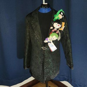 Malina Green Glitter Blazer With Pinned On Marvel DC Plushies